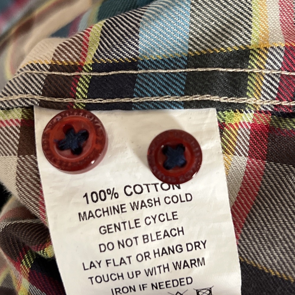 Hammer Made Dress Shirt Mens size 16.5 Multicolor Plaid Flip Cuff Colorful - Picture 10 of 13